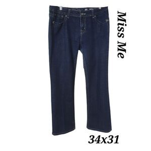 Miss Me Women's Easy Bootcut Jeans Size 34 Sliver & Black Onyx Dark Denim Jean